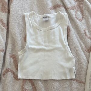 TNA Ivory Ribbed Sleeveless Top